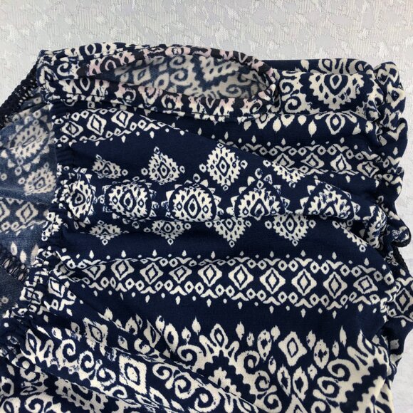 Agenda Dark Blue and White Cold Shoulder Scoop Neck Top Size S - Picture 7 of 12